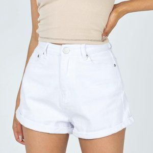 Princess Polly Barrel City High Waisted Shorts, White
